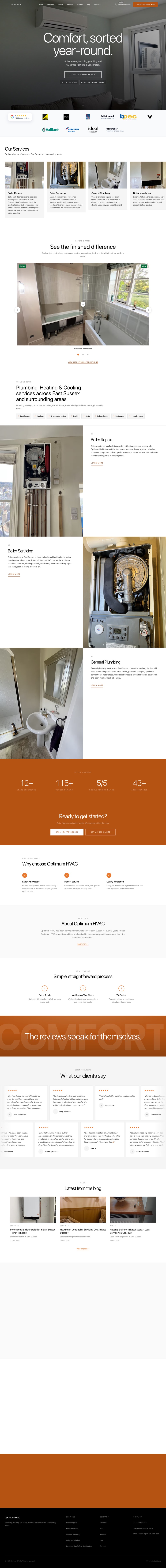 Optimum HVAC — the live SwiftLead client website, scrolling